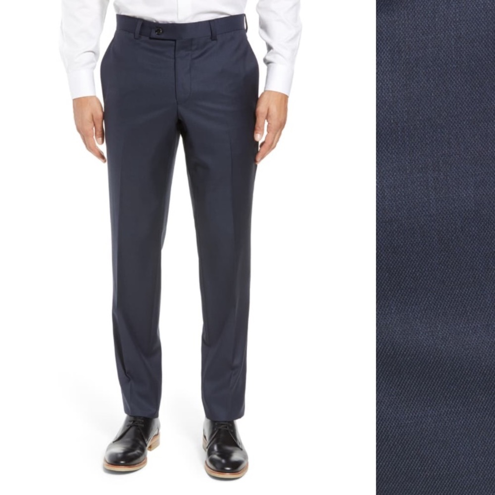 Ted Baker Jefferson flat front wool pant b…